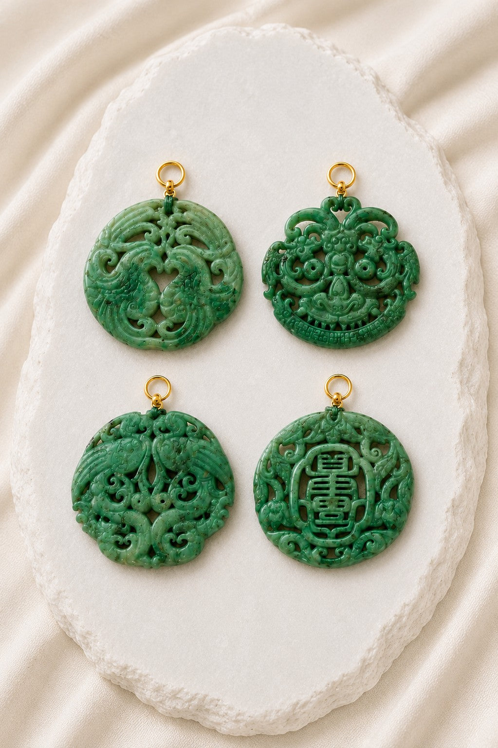 Pingente Mandala de jade verde