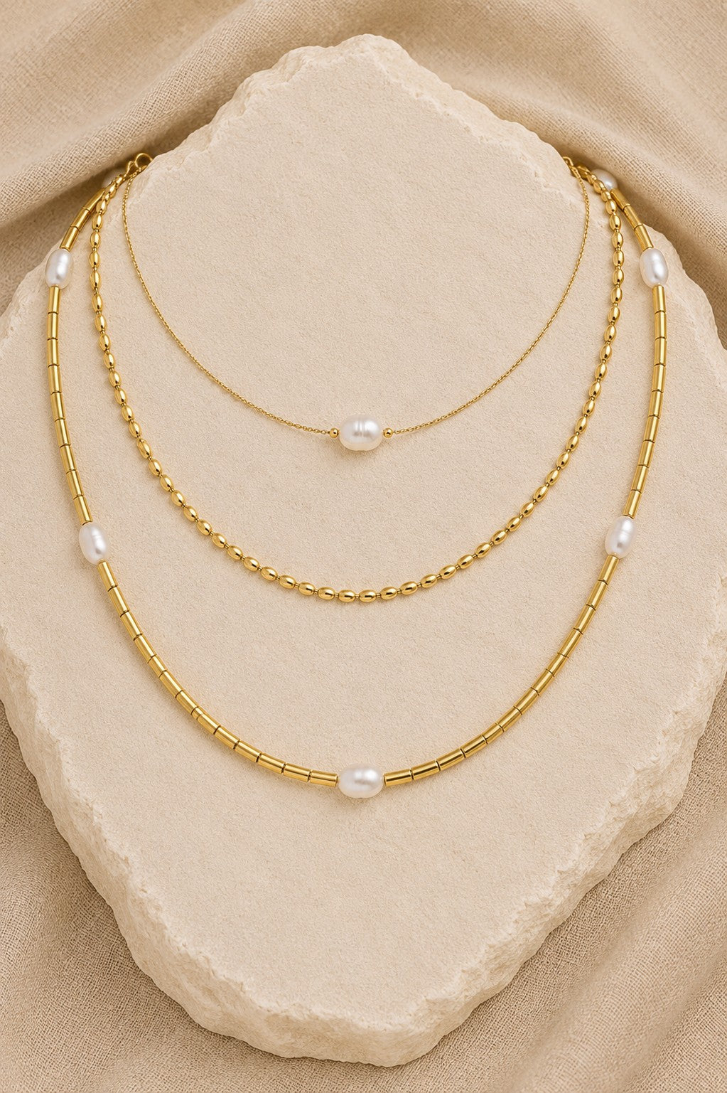 Colar Hematita com 5 pérolas