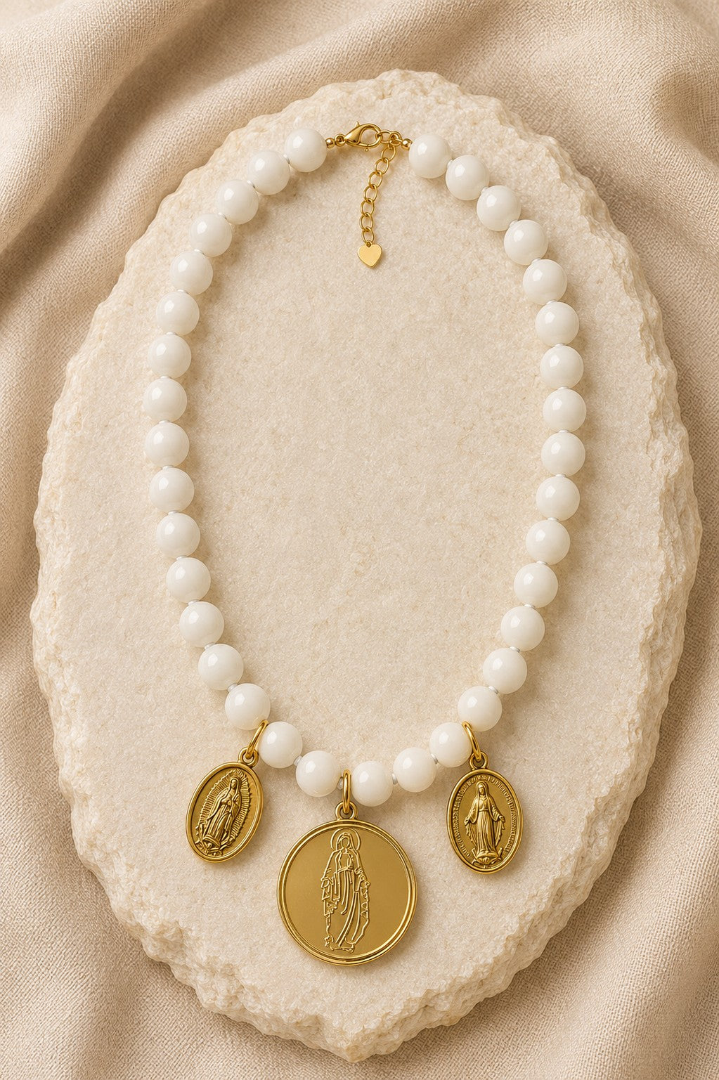 Colar de Murano 8mm com 3 medalhas