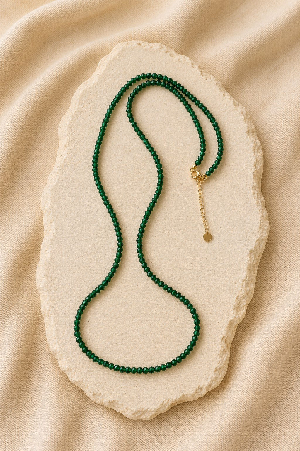 Colar cristal lapidado verde 4mm