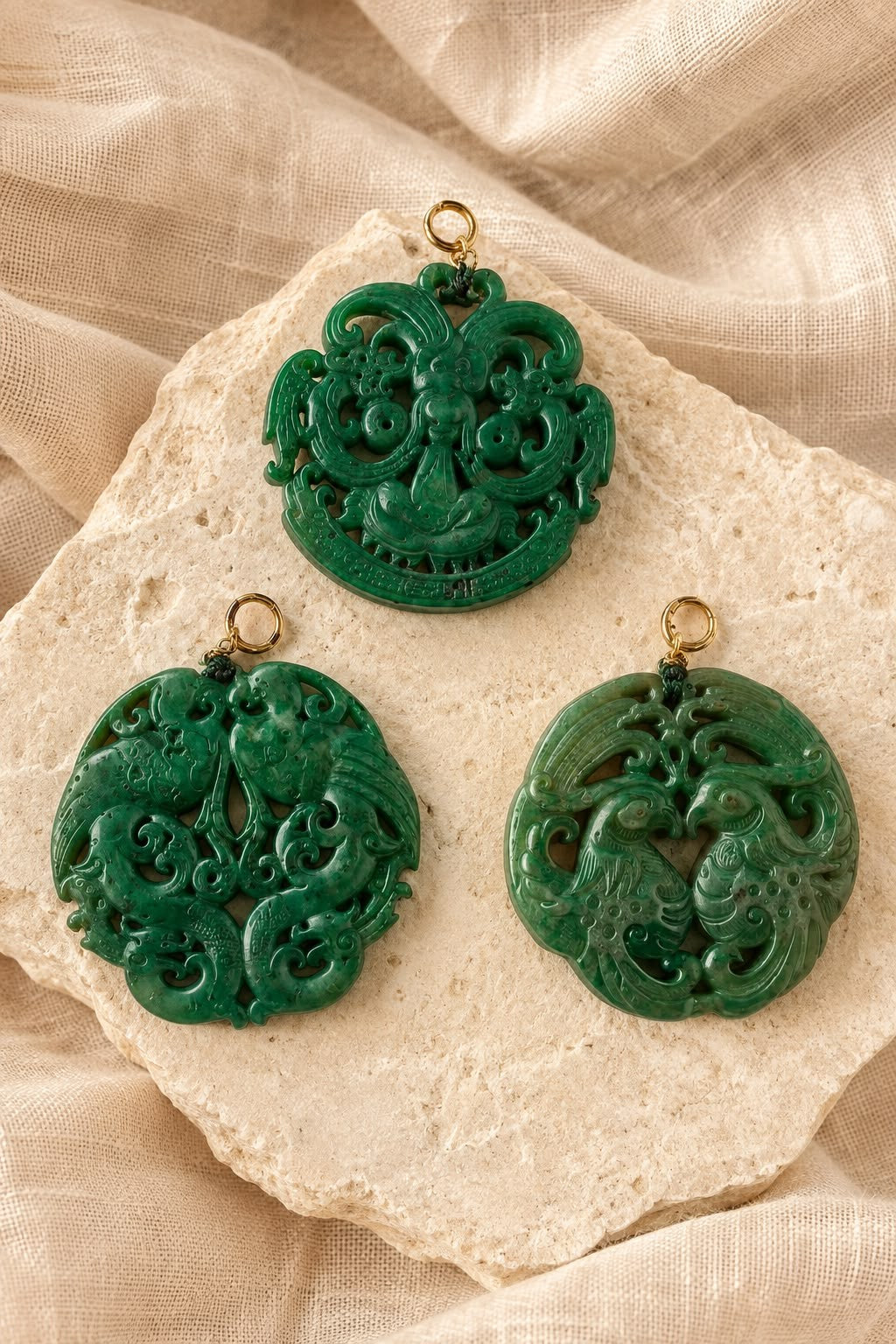 Pingente Mandala de jade verde